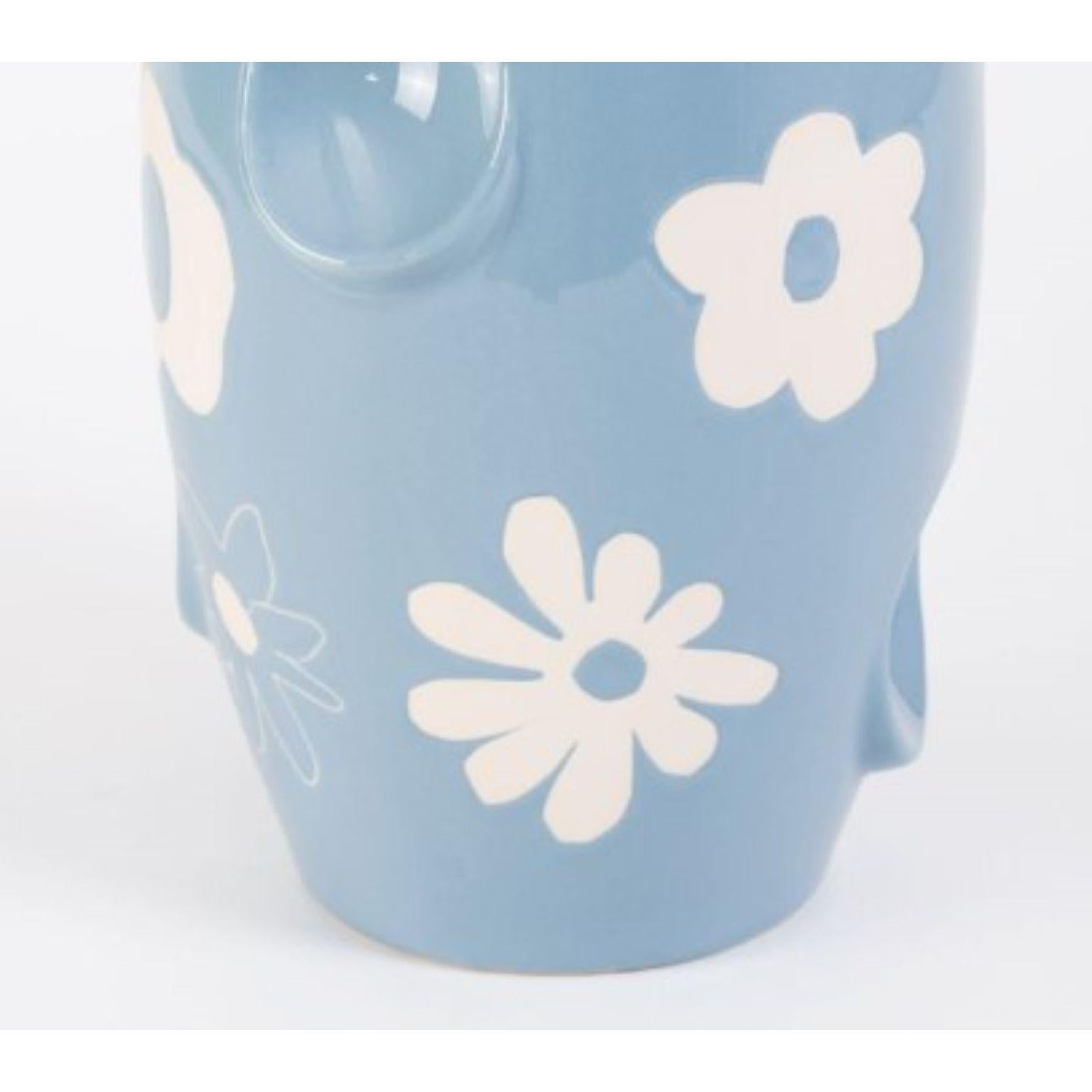 Oko Pop Ceramic Vase, Denim Daisy by Malwina Konopacka In New Condition In Geneve, CH