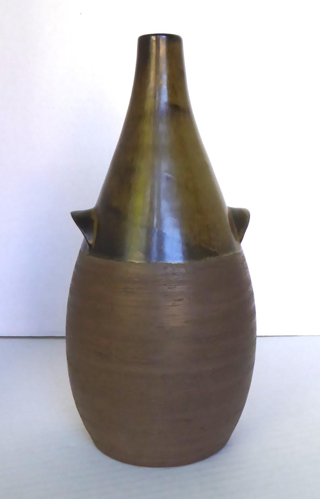 (okoko) Skandinavische Mid-Century-Modern-Keramikflaschenvase aus BR Dänemark, 1960er Jahre (Moderne der Mitte des Jahrhunderts) im Angebot