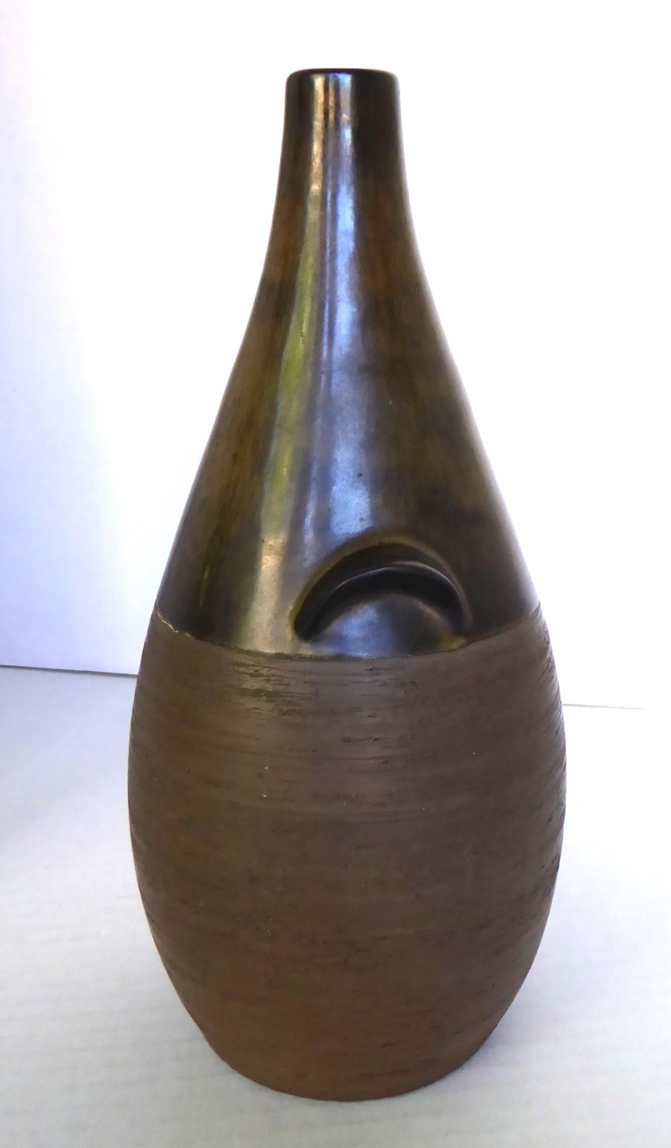 Mid-20th Century (okoko)Scandinavian Mid Century Modern Pottery Bottle Vase from BR Denmark 1960s For Sale