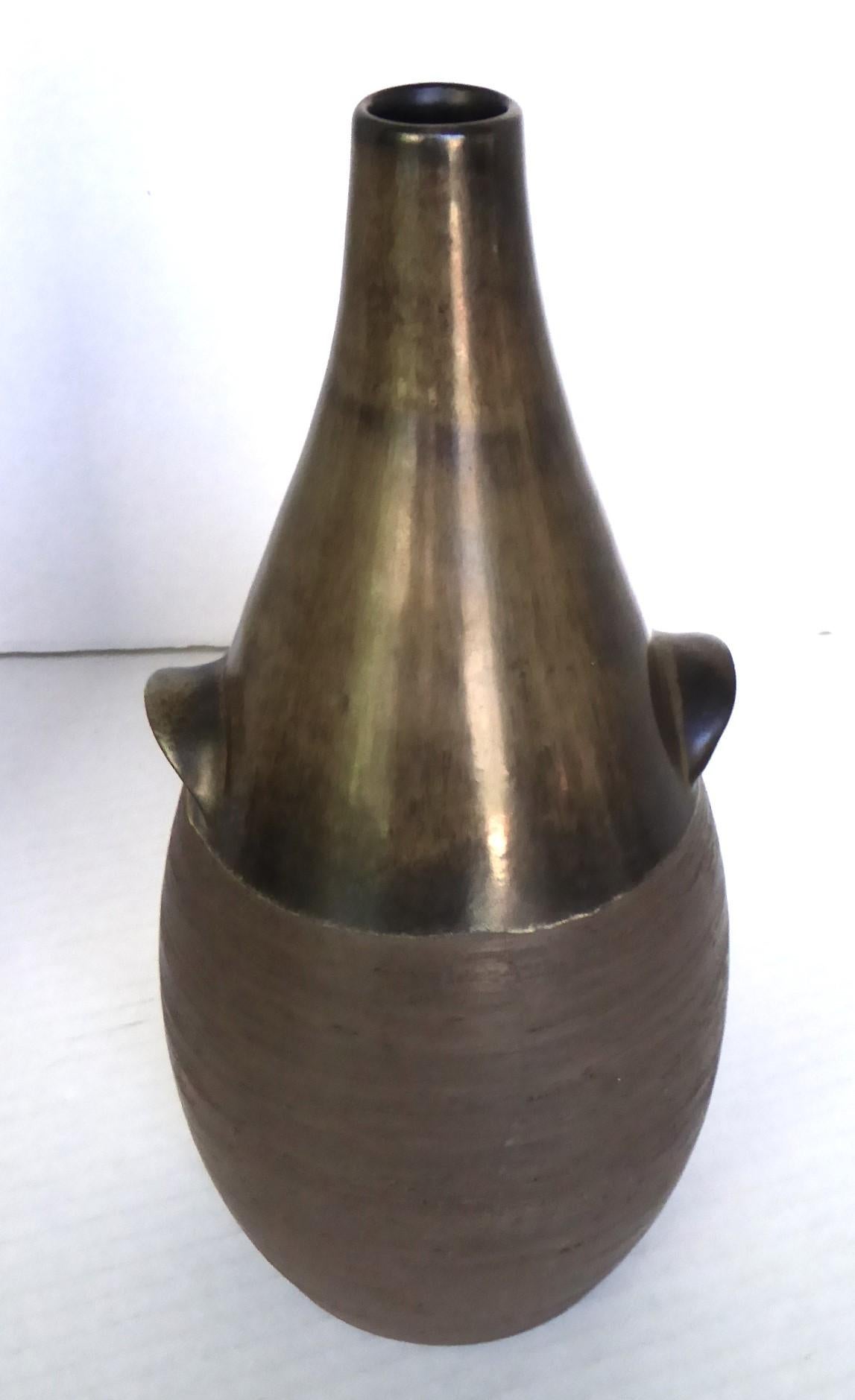 Stoneware (okoko)Scandinavian Mid Century Modern Pottery Bottle Vase from BR Denmark 1960s For Sale