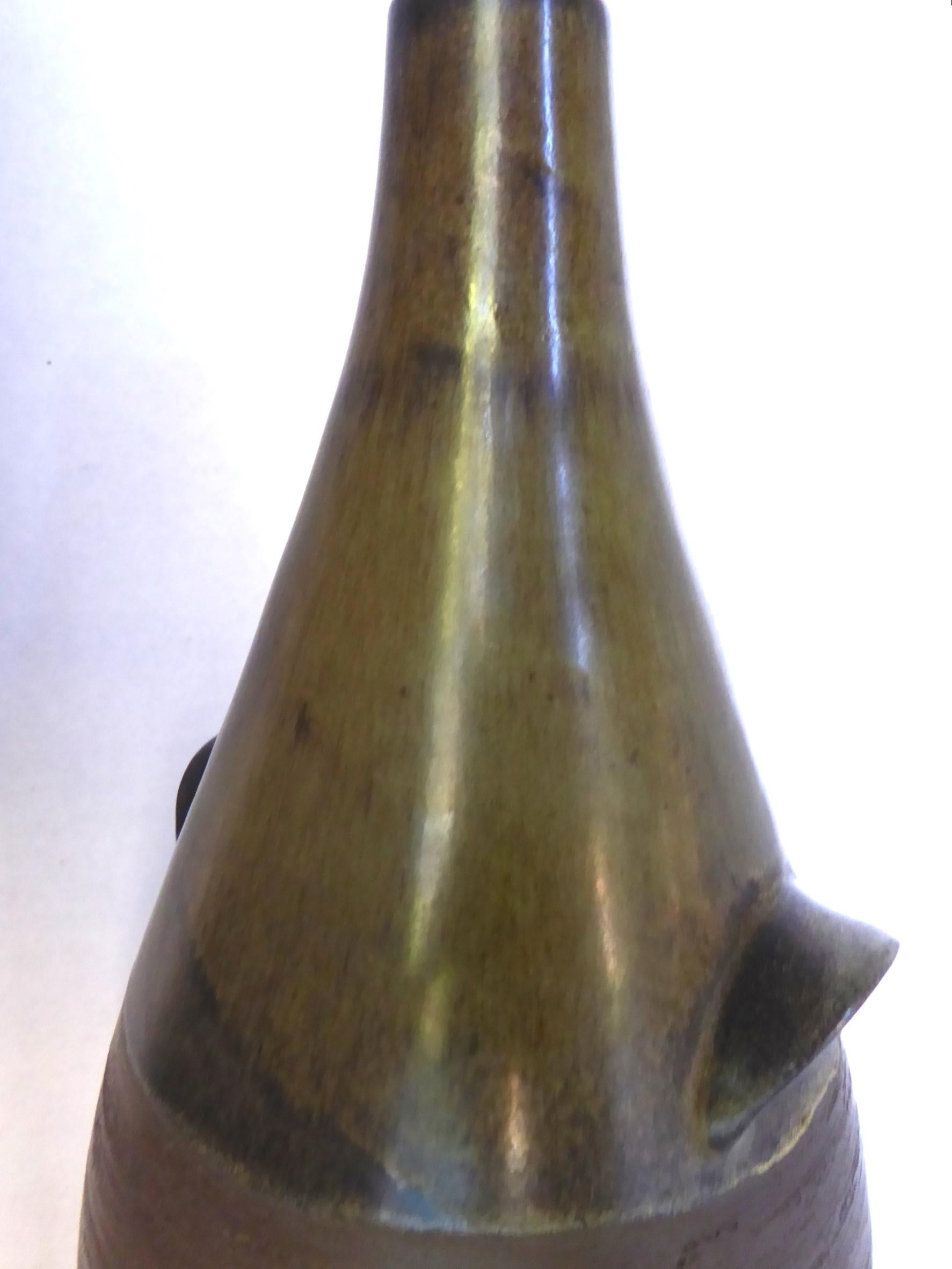 (okoko)Scandinavian Mid Century Modern Pottery Bottle Vase from BR Denmark 1960s For Sale 2
