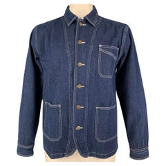 OKONKWO Size L Indigo Cotton Worker Jacket