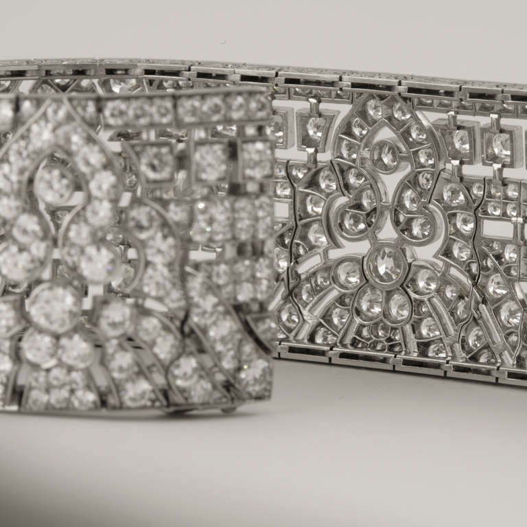 Pulsera ancha de diamantes Okrant et Davidonniez Corte europeo antiguo en venta