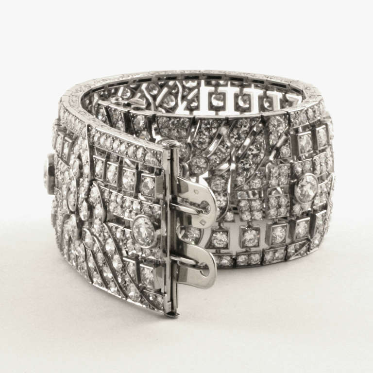 Women's Okrant et Davidonniez Diamond Wide Strap Bracelet  For Sale