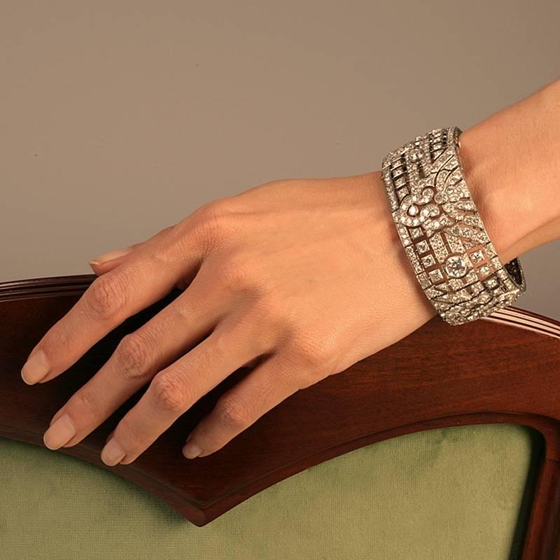 Okrant et Davidonniez Diamond Wide Strap Bracelet  For Sale 2