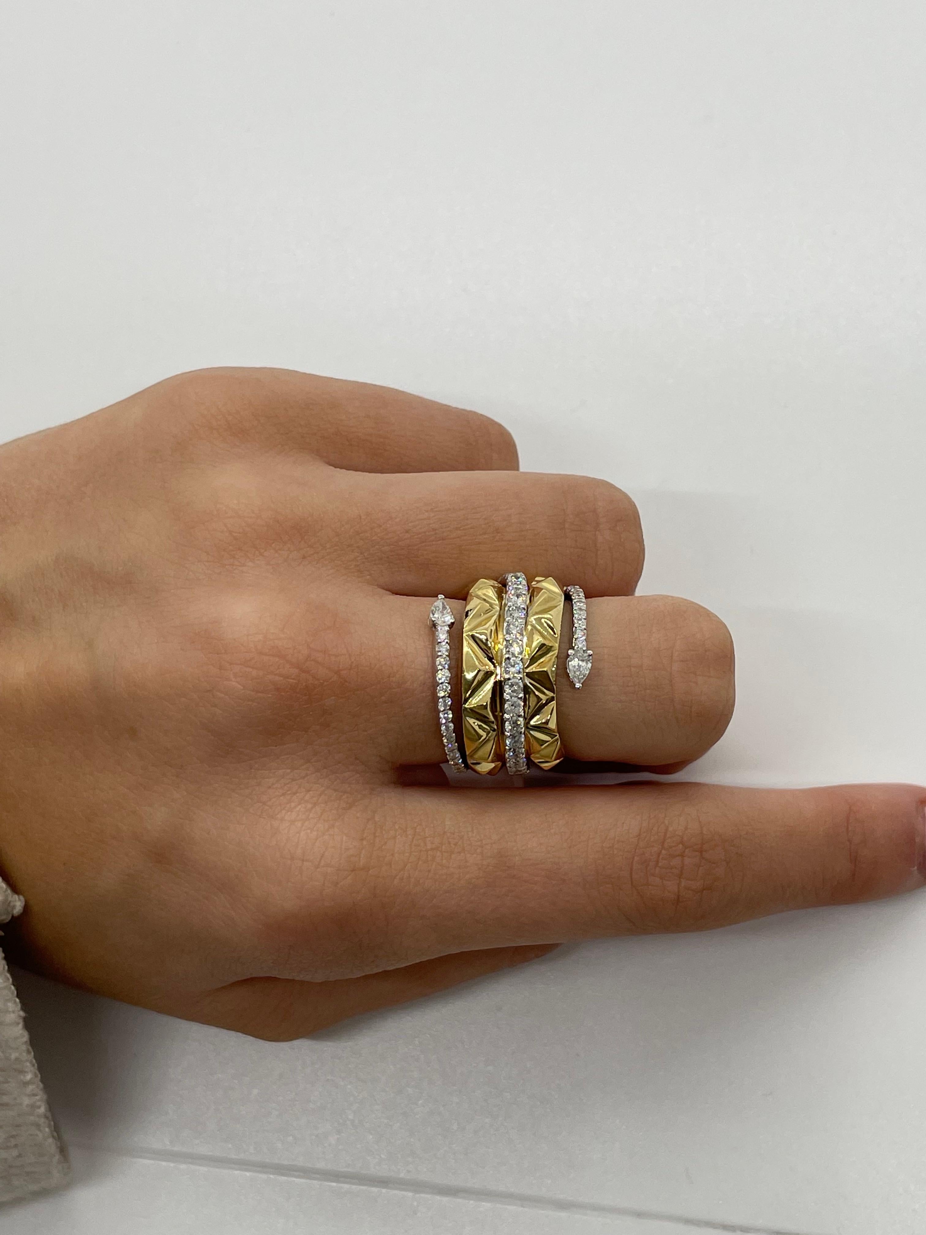 For Sale:  Okre by Yessayan, Pyramid Yellow & White Gold Pear Diamond Ring 2