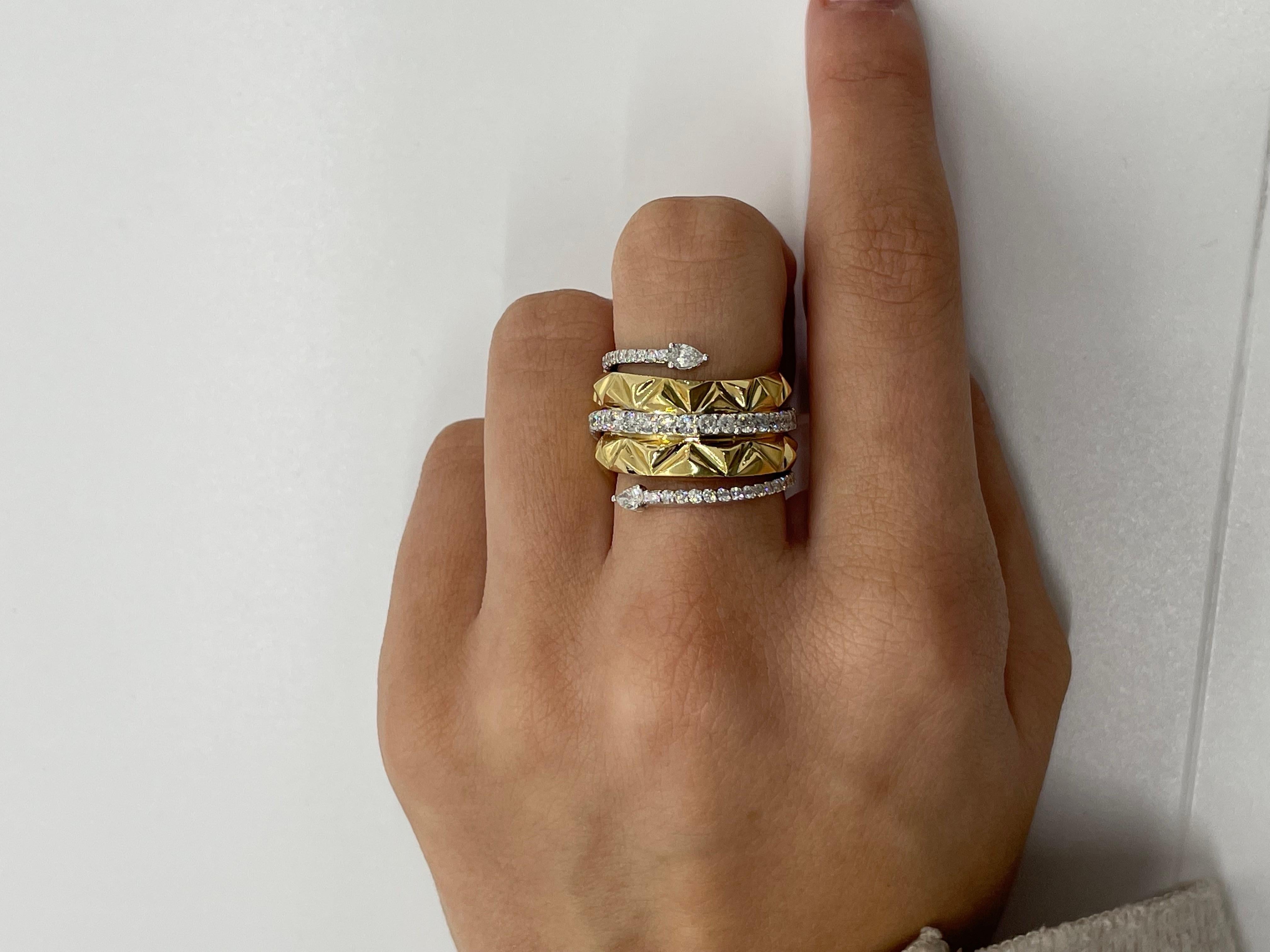 For Sale:  Okre by Yessayan, Pyramid Yellow & White Gold Pear Diamond Ring 4