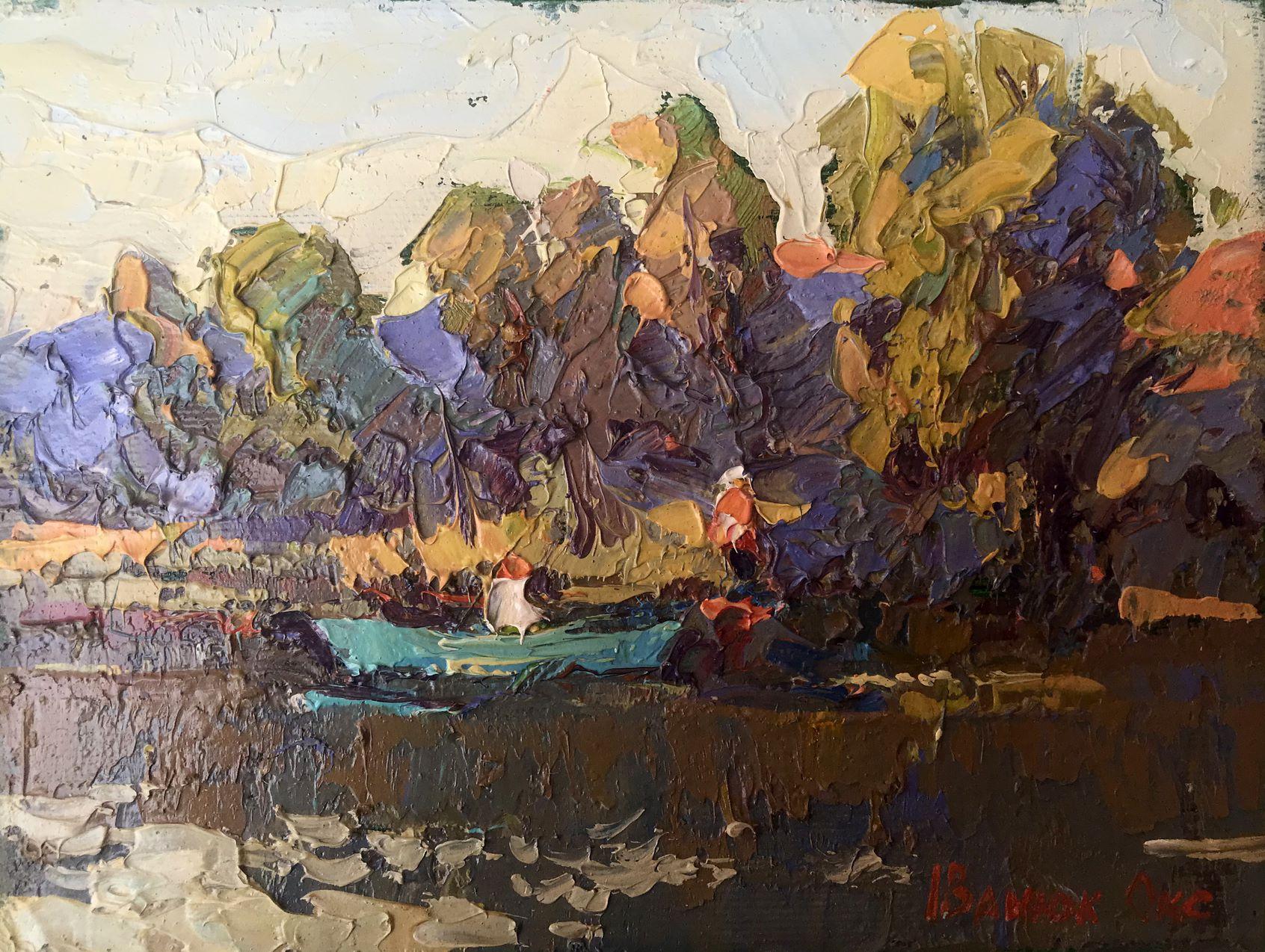 Oksana Kalenyuk Landscape Painting - Above the River, Original oil Painting, Ready to Hang