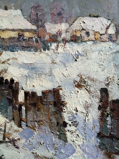 Cathedral Square, Village, Impressionism, Original oil Painting, Ready to Hang