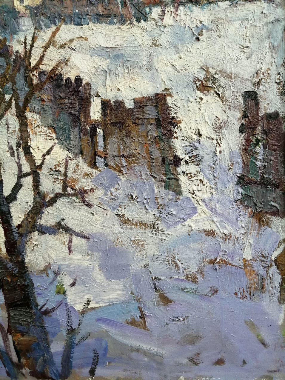 Cathedral Square, Village, Impressionism, Original oil Painting, Ready to Hang For Sale 2