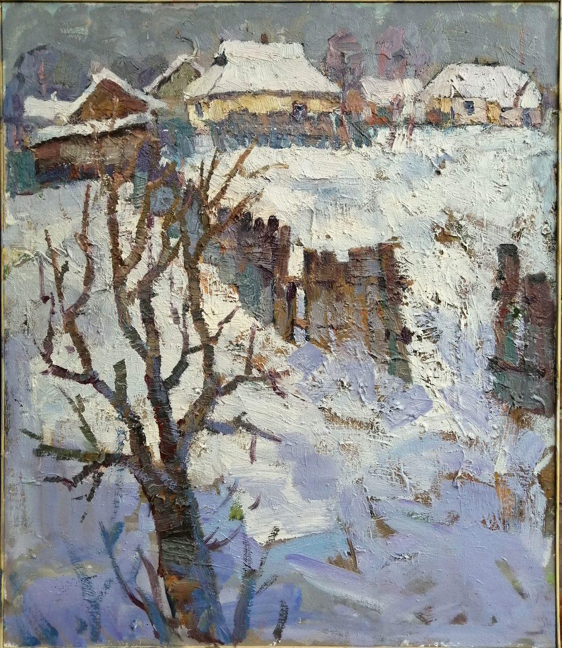 Oksana Kalenyuk Landscape Painting - Cathedral Square, Village, Impressionism, Original oil Painting, Ready to Hang