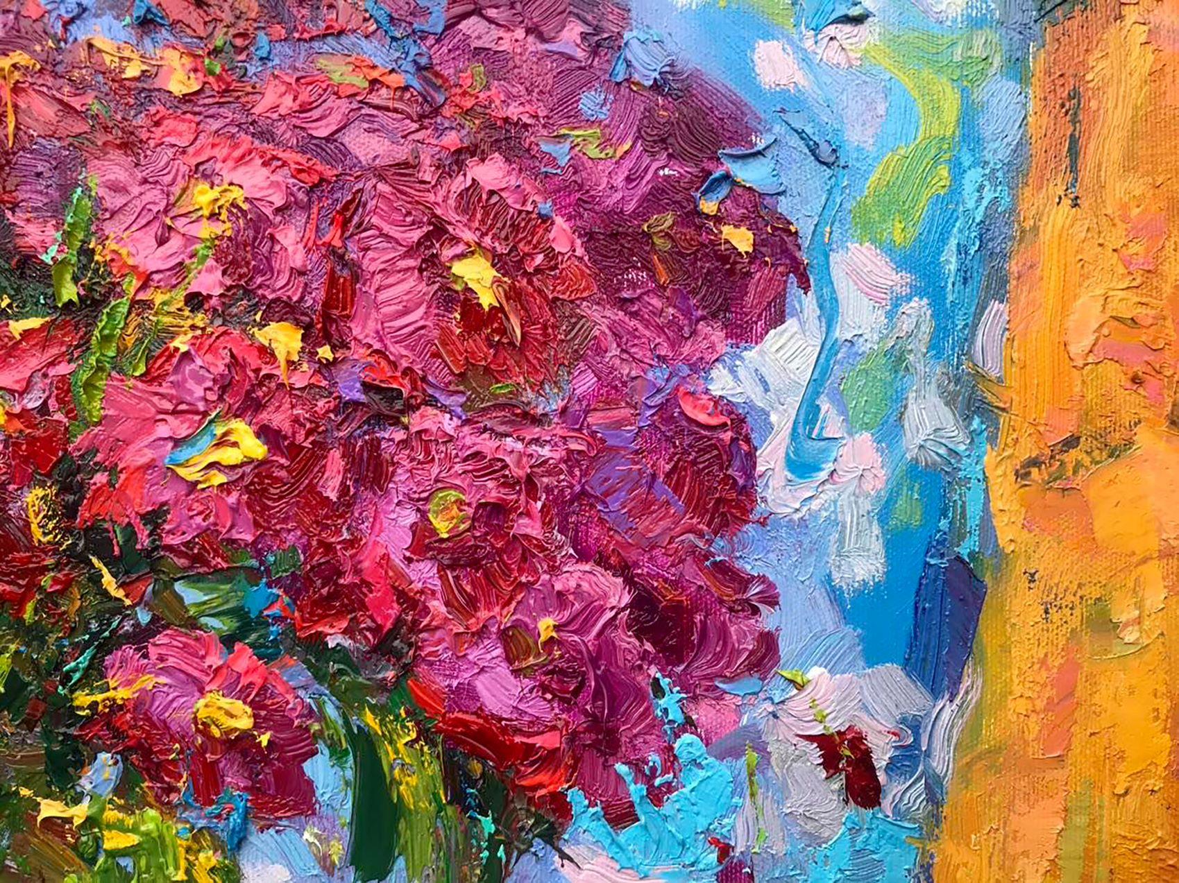 Artist: Oksana Kalenyuk 
Work: Original oil painting, handmade artwork, one of a kind 
Medium: Oil on canvas 
Year: 2021
Style: Impressionism
Title: Chrysanthemum 
Size: 23.5