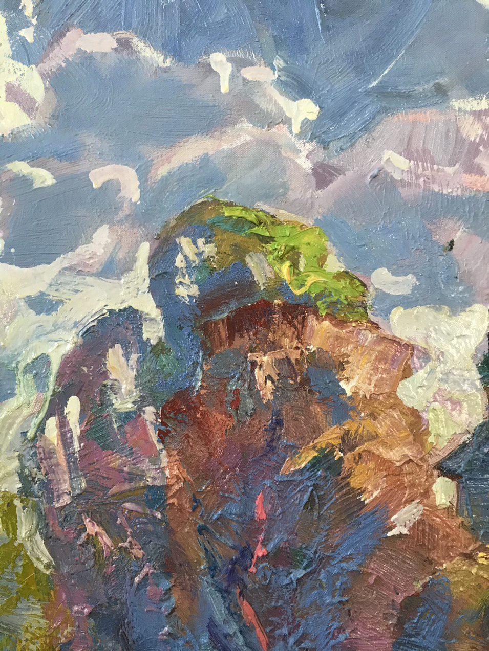Artista: Oksana Kalenyuk 
Lavoro: Pittura a olio originale, opera d'arte fatta a mano, unica nel suo genere 
Medium: Olio su tela 
Anno: 2011
Stile: Impressionismo
Titolo: Chiesa di Santa Trinità nel villaggio di Pustoviytivka
Dimensioni: 23,5