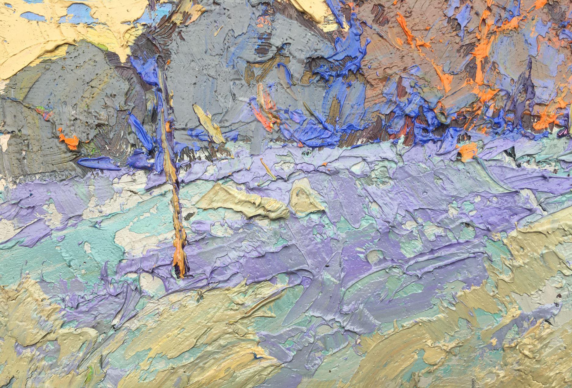 Sera fredda, Impressionismo, Pittura ad olio originale, pronta per essere appesa in vendita 1