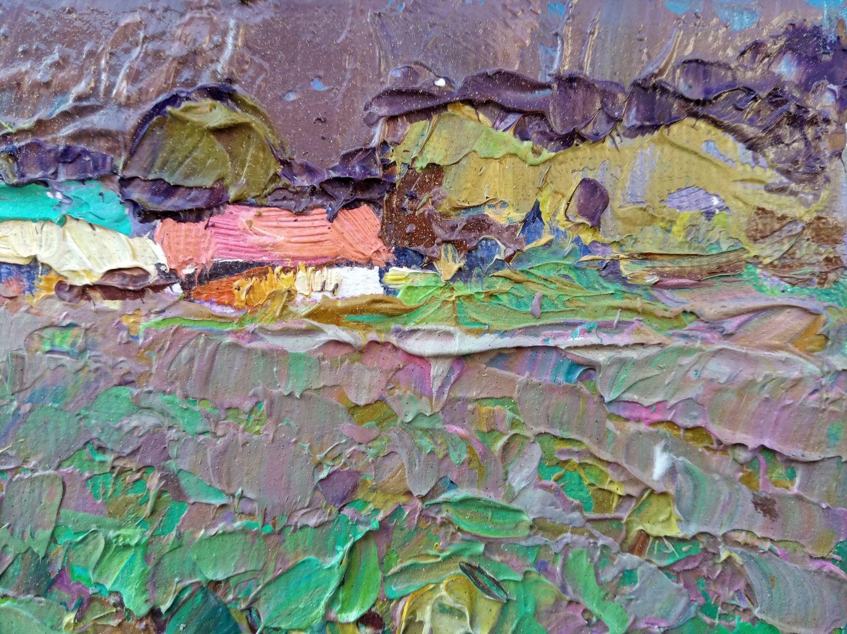 In the Garden, Original oil Painting, Ready to Hang - Brown Landscape Painting by Oksana Kalenyuk