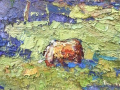 In the Meadow, landscape, Impressionism, Original oil Painting, Ready to Hang