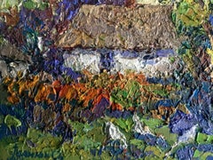 In the Village, Landscape, Original oil Painting, Ready to Hang