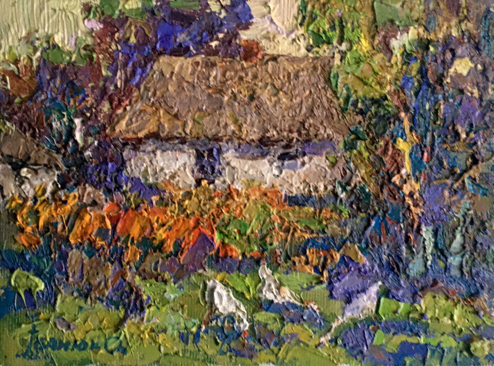 Oksana Kalenyuk Landscape Painting - In the Village, Landscape, Original oil Painting, Ready to Hang