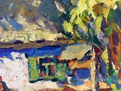 In the Yard, Village, Original oil Painting, Ready to Hang