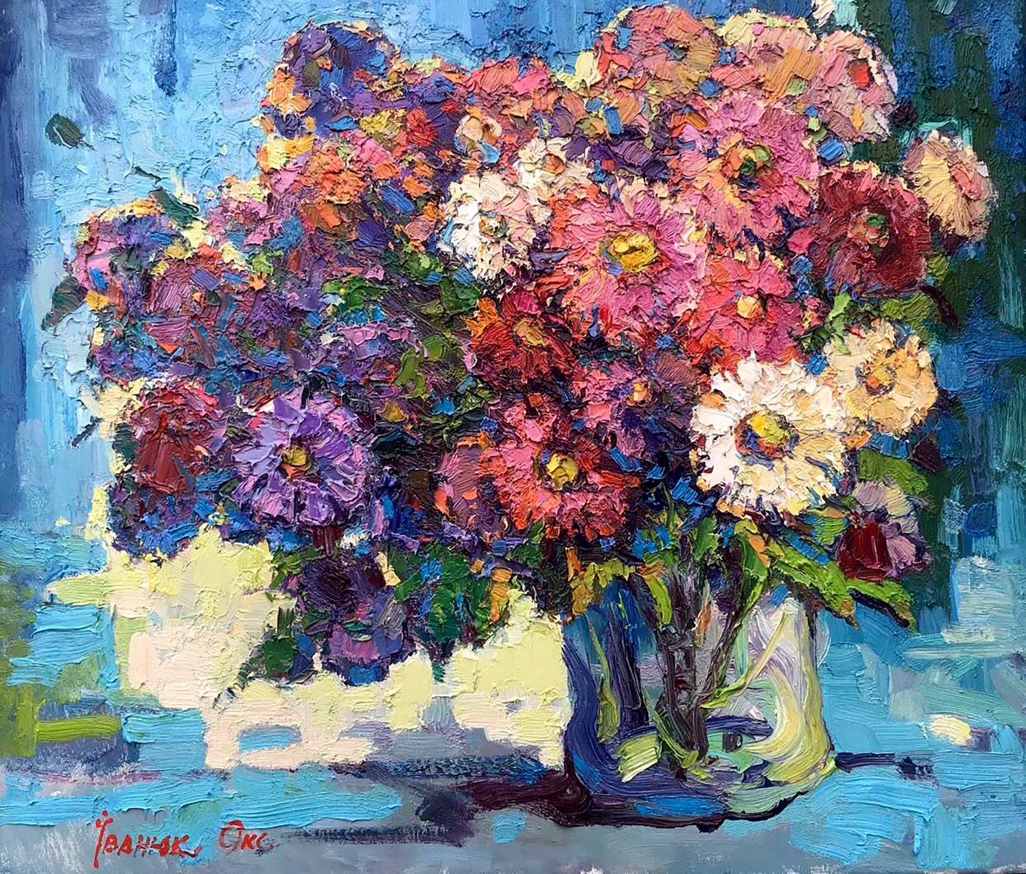 Oksana Kalenyuk Still-Life Painting - Morning Bouquet of Flowers, Impressionism, Original oil Painting, Ready to Hang