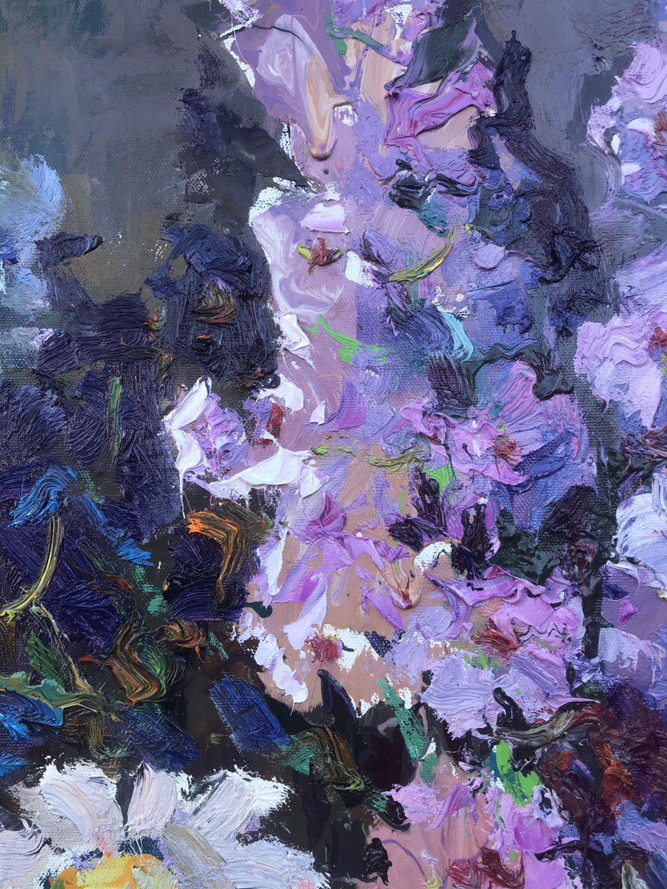 Artist: Oksana Kalenyuk 
Work: Original oil painting, handmade artwork, one of a kind 
Medium: Oil on canvas 
Year: 2022
Style: Impressionism
Title: Morning Flowers
Size: 31.5
