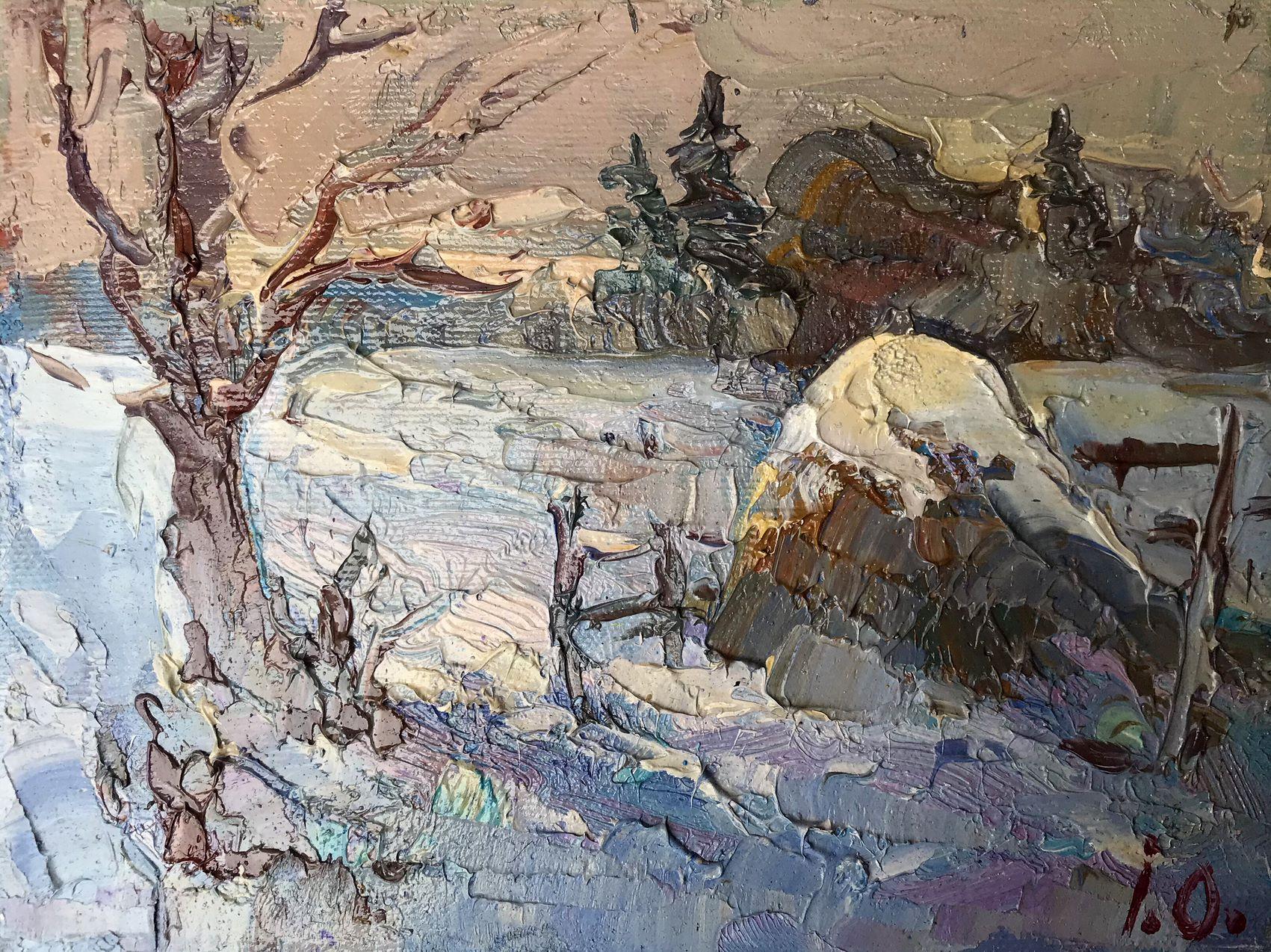 Oksana Kalenyuk Landscape Painting - Morning Frosty down, Original oil Painting, Ready to Hang