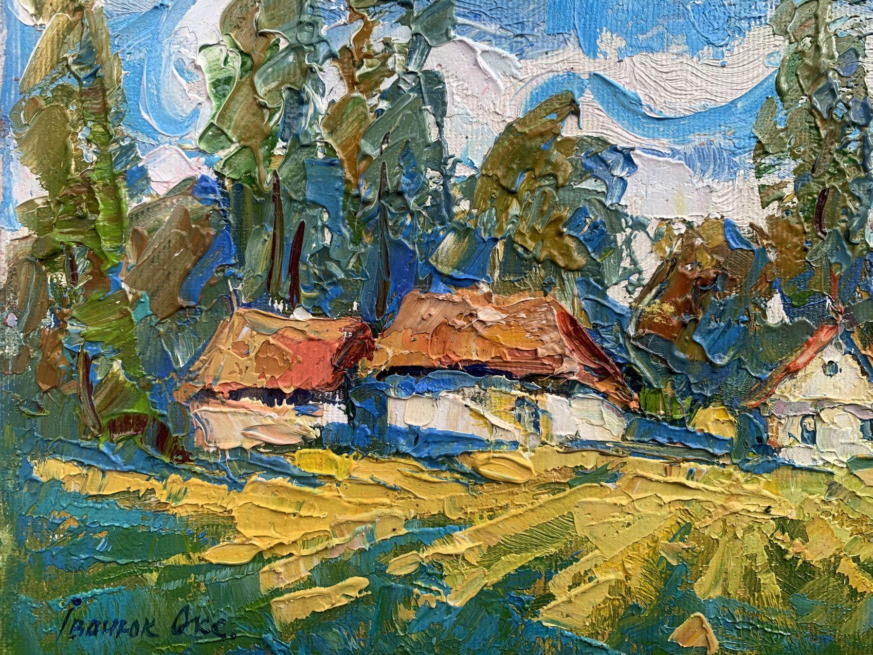 Near the Village, Original oil Painting, Ready to Hang For Sale 1