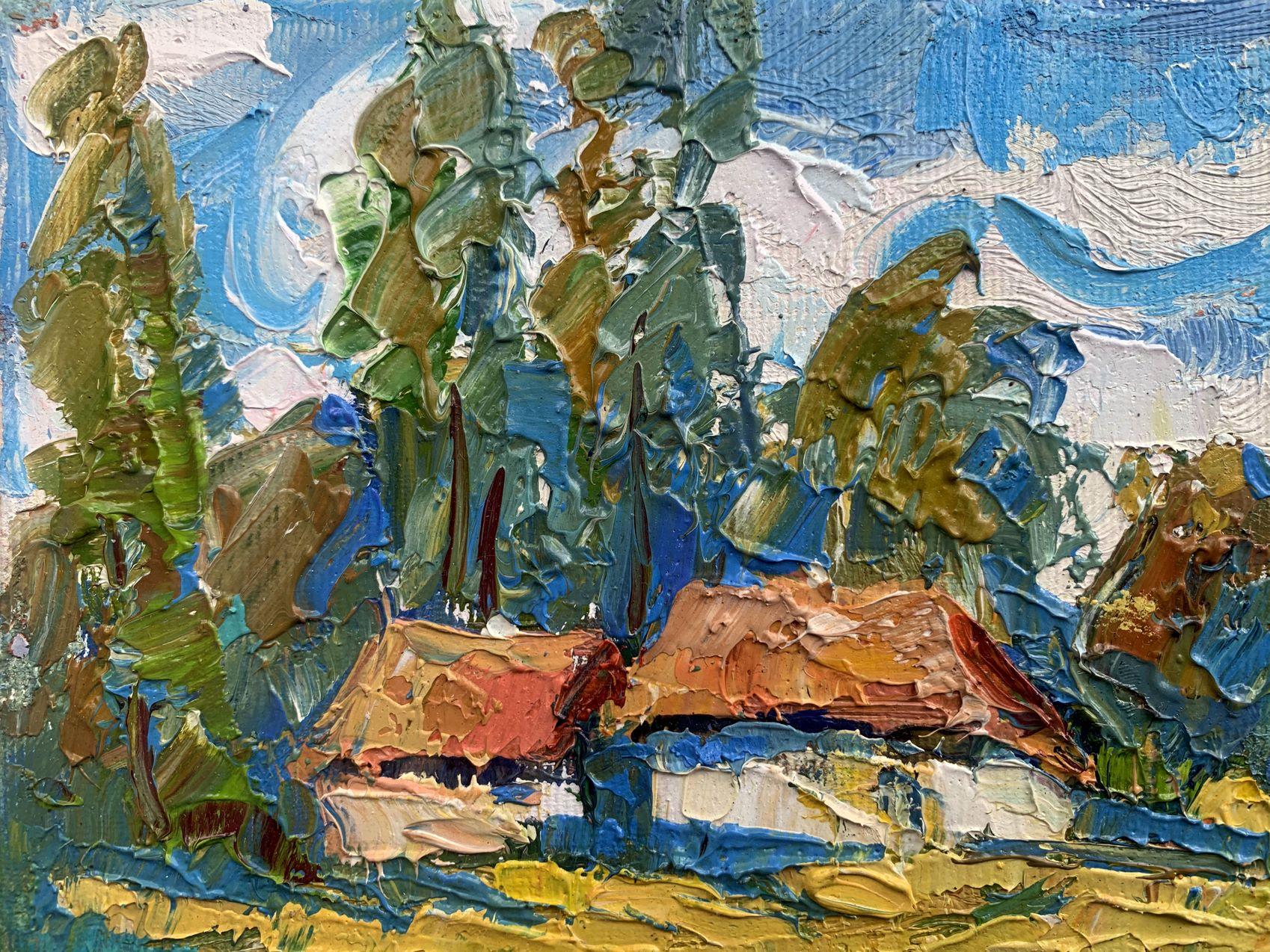 Near the Village, Original oil Painting, Ready to Hang For Sale 2