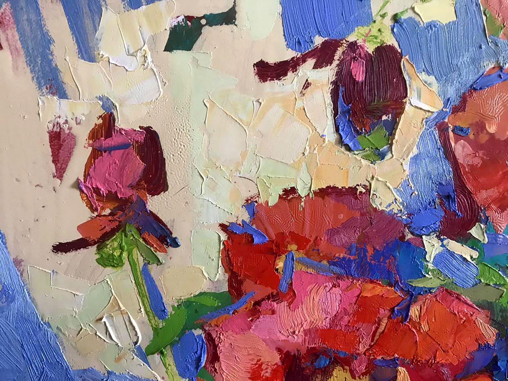 Artist: Oksana Kalenyuk 
Work: Original oil painting, handmade artwork, one of a kind 
Medium: Oil on canvas 
Year: 2020
Style: Impressionism
Title: Poppies Bloom, 
Size: 31.5