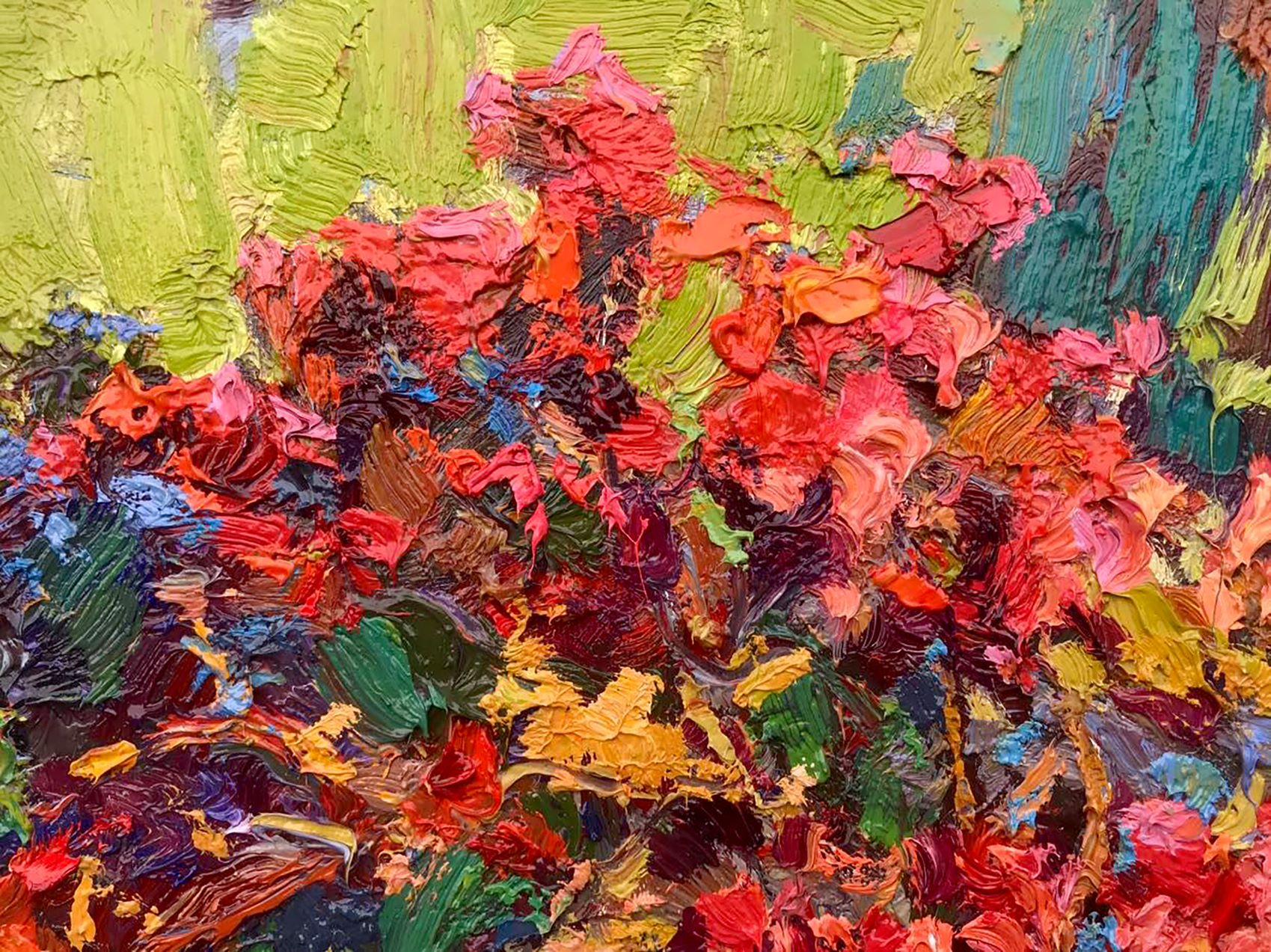 Artist: Oksana Kalenyuk 
Work: Original oil painting, handmade artwork, one of a kind 
Medium: Oil on canvas 
Year: 2021
Style: Impressionism
Title: Red Rowan, 
Size: 23.5