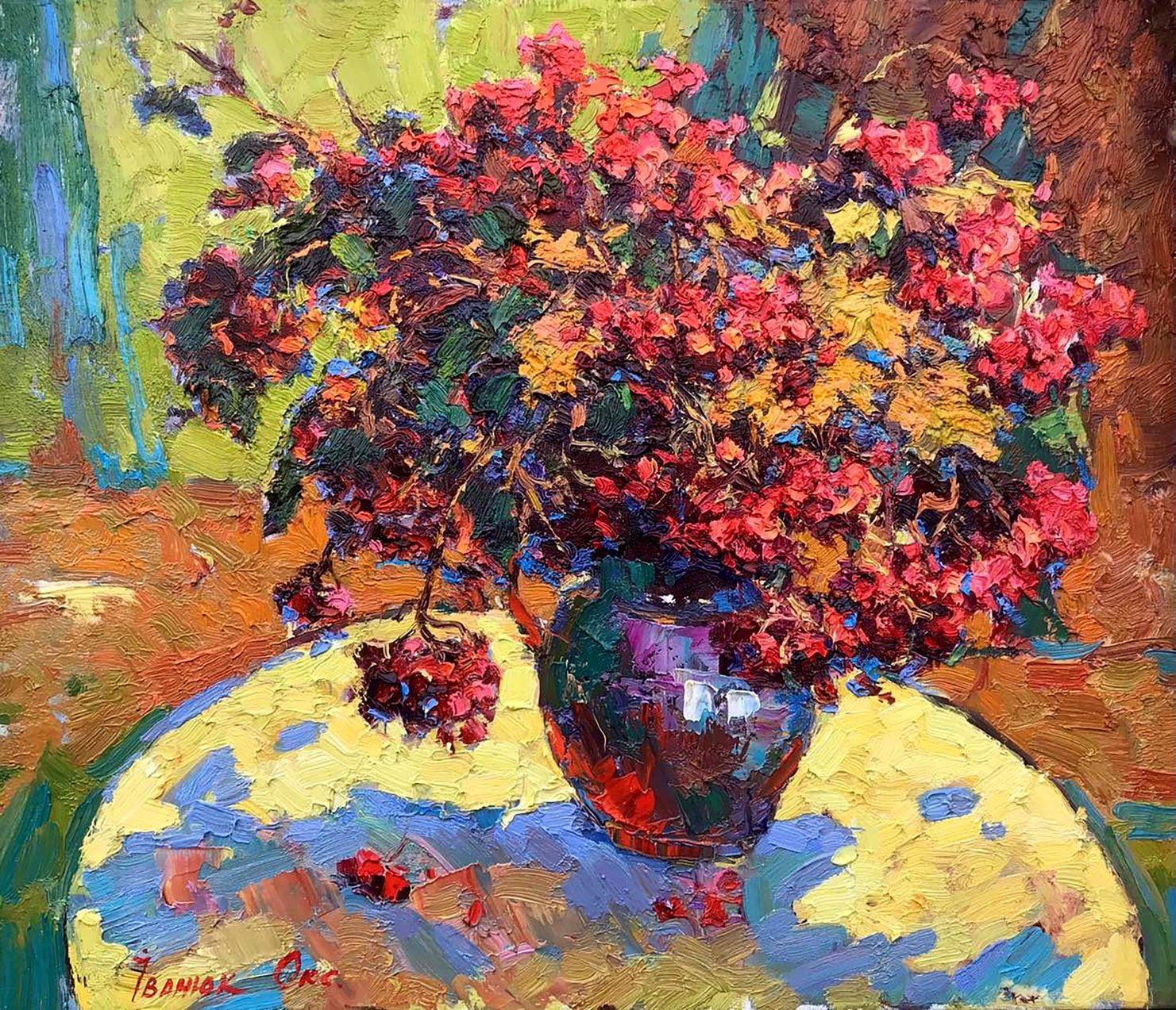 Oksana Kalenyuk Still-Life Painting - Red Rowan, Original oil Painting, Ready to Hang