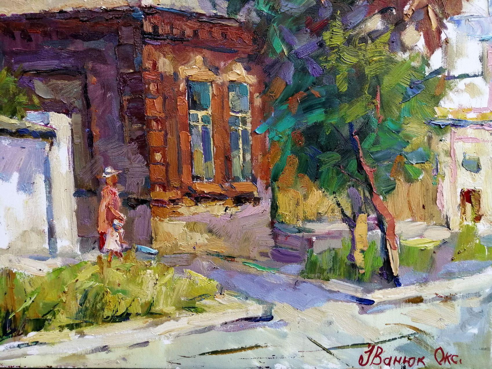 Streets of old Mariupol, Impressionism Original oil Painting, Ready to Hang For Sale 2