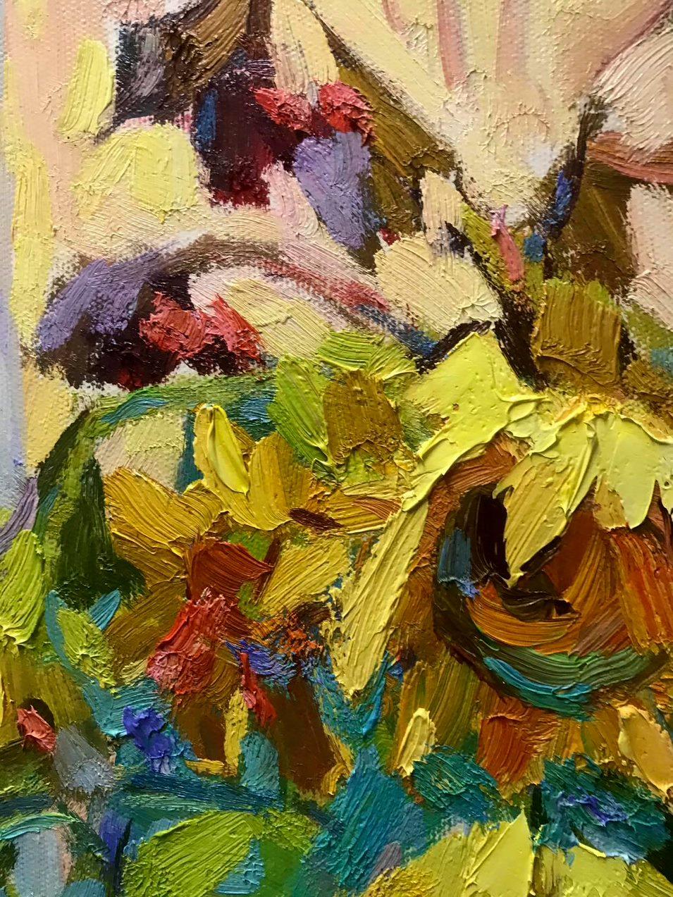 Girasoli, Pittura ad olio originale, pronta da appendere - Painting Impressionismo di Oksana Kalenyuk