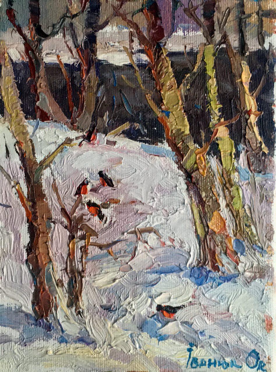 Oksana Kalenyuk Landscape Painting - Winter, winter, landscape, Original oil Painting, Ready to Hang