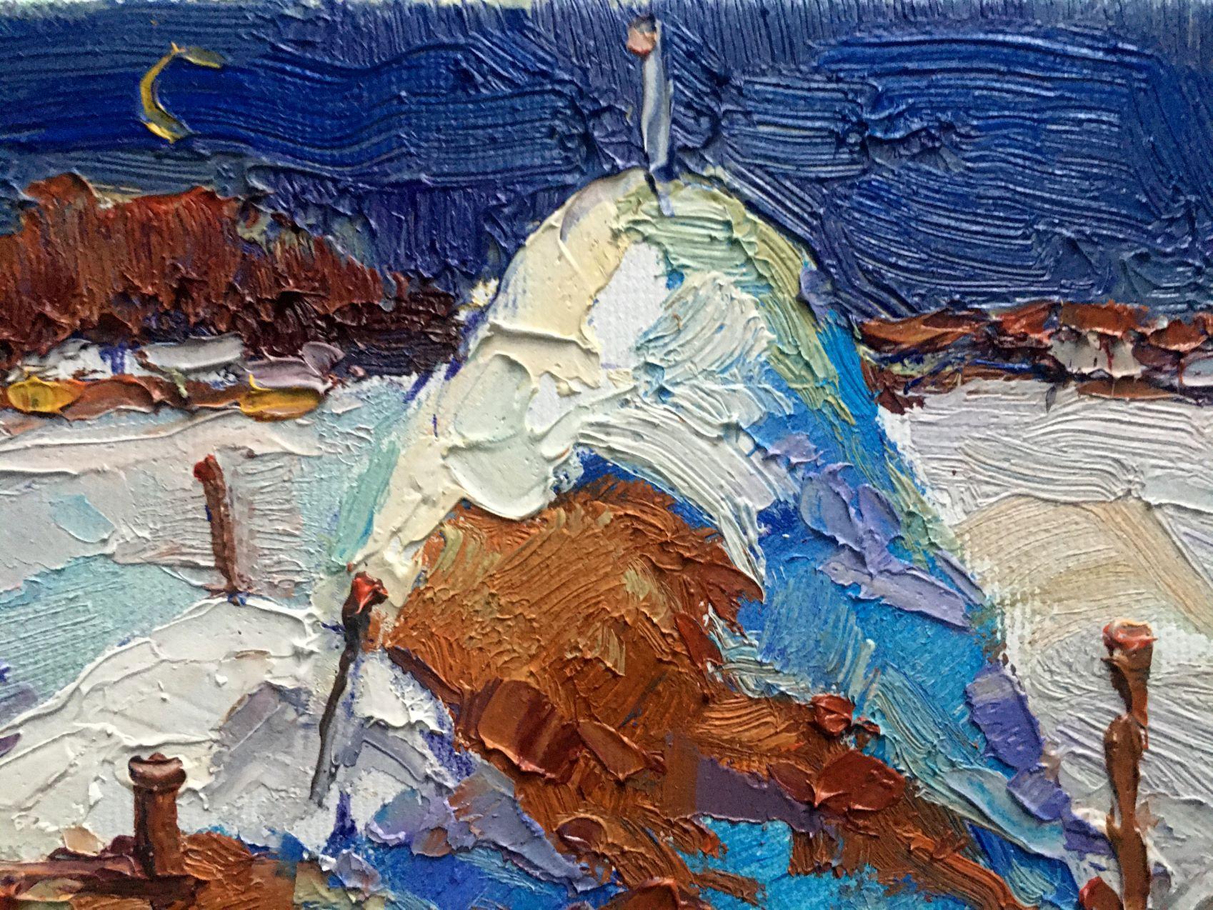 Winter, Snow, Impressionism, Original oil Painting, Ready to Hang For Sale 1