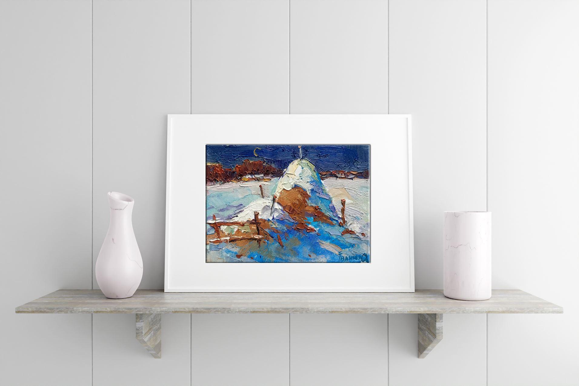 Winter, Snow, Impressionism, Original oil Painting, Ready to Hang For Sale 3