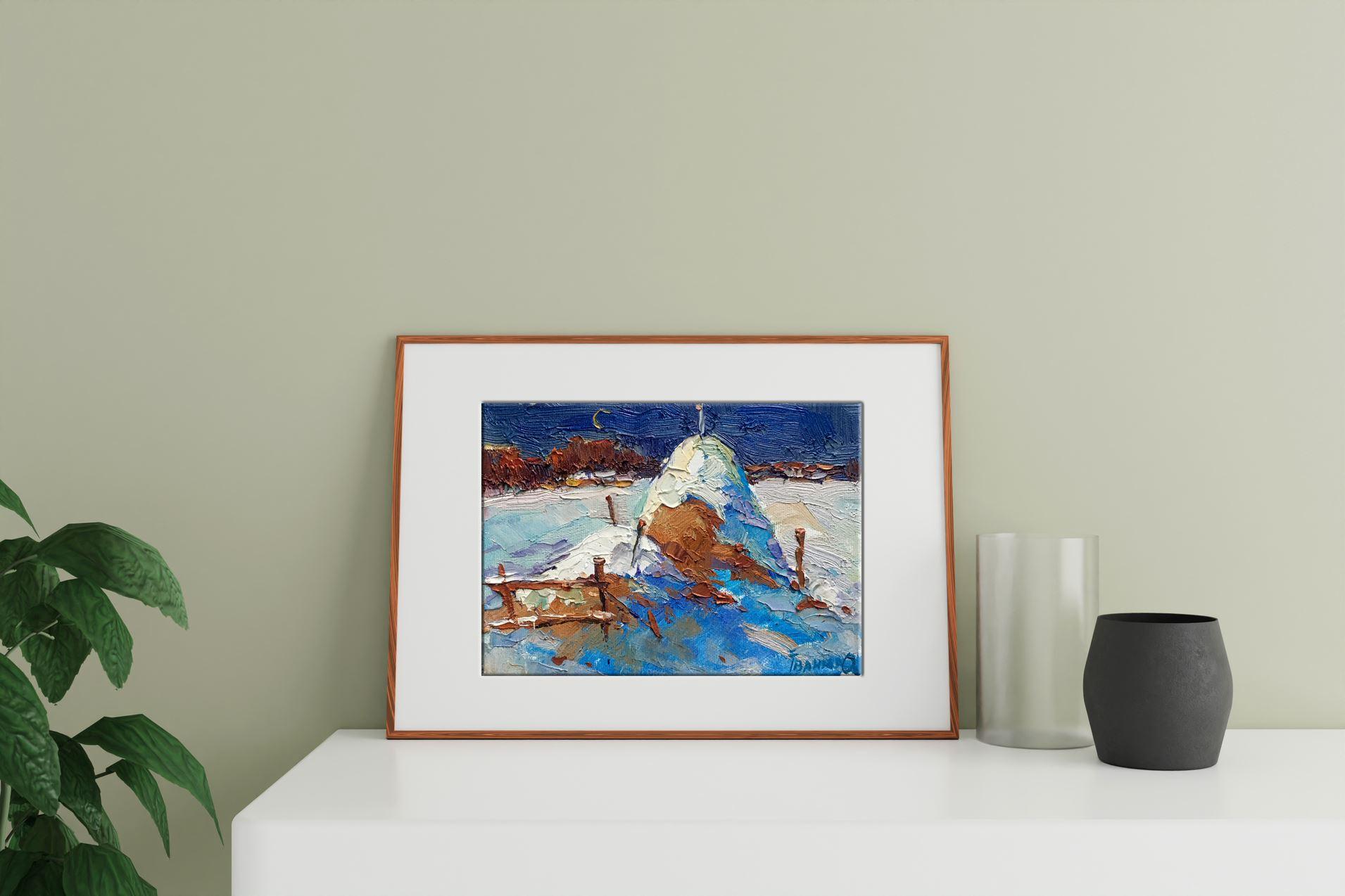 Winter, Snow, Impressionism, Original oil Painting, Ready to Hang For Sale 4