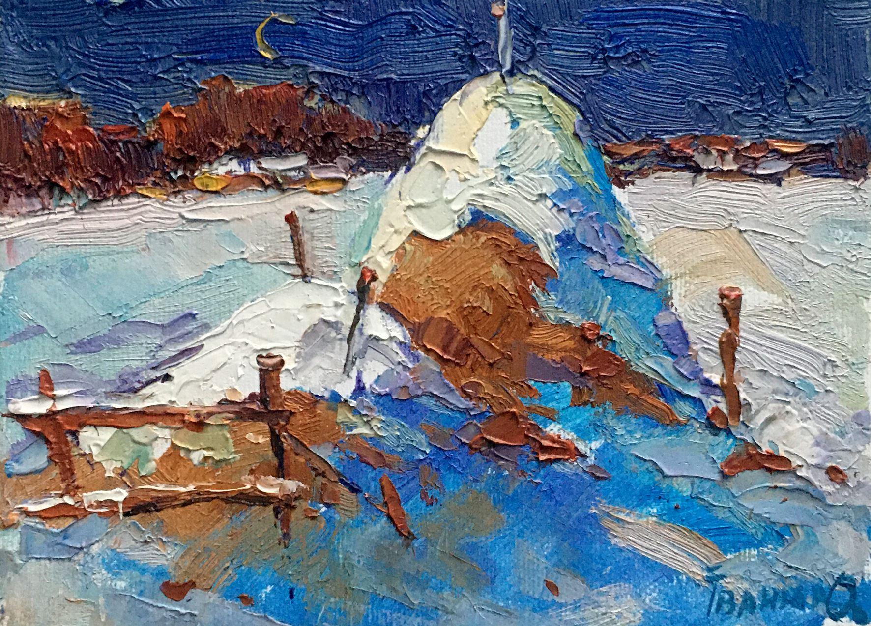 Oksana Kalenyuk Landscape Painting - Winter, Snow, Impressionism, Original oil Painting, Ready to Hang