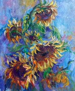 Dancing Sunflowers, Still Life Painting, Oil on Canvas, 2026