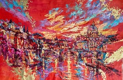 «Sinfonía eterna de Roma», pintura paisajística impresionista, óleo sobre lienzo