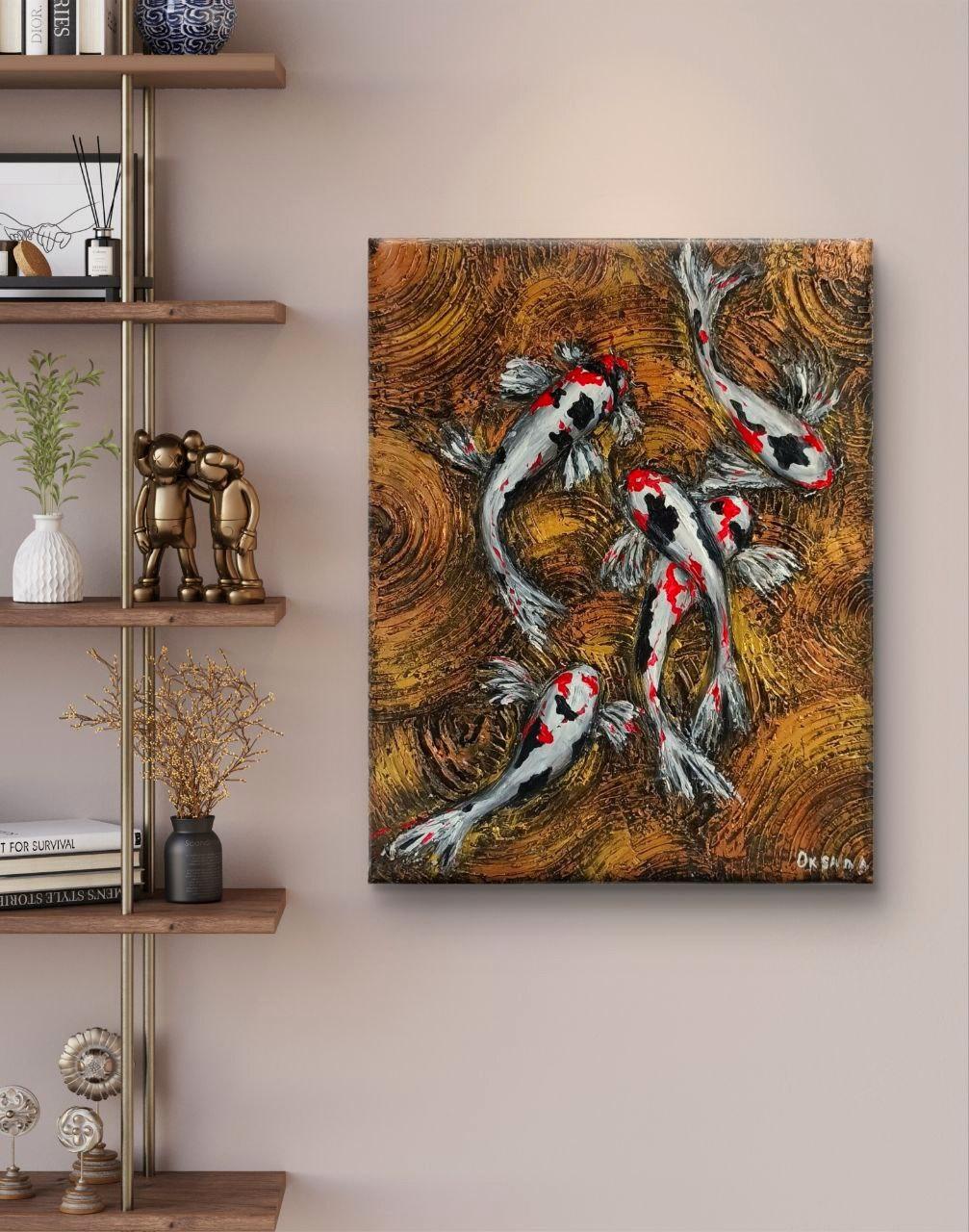 Carpa Koi giapponese. Pittura originale in vendita 8