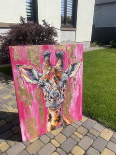Portraits Giraffe, Impressionist Animal Painting, Oil on Canvas, 2026