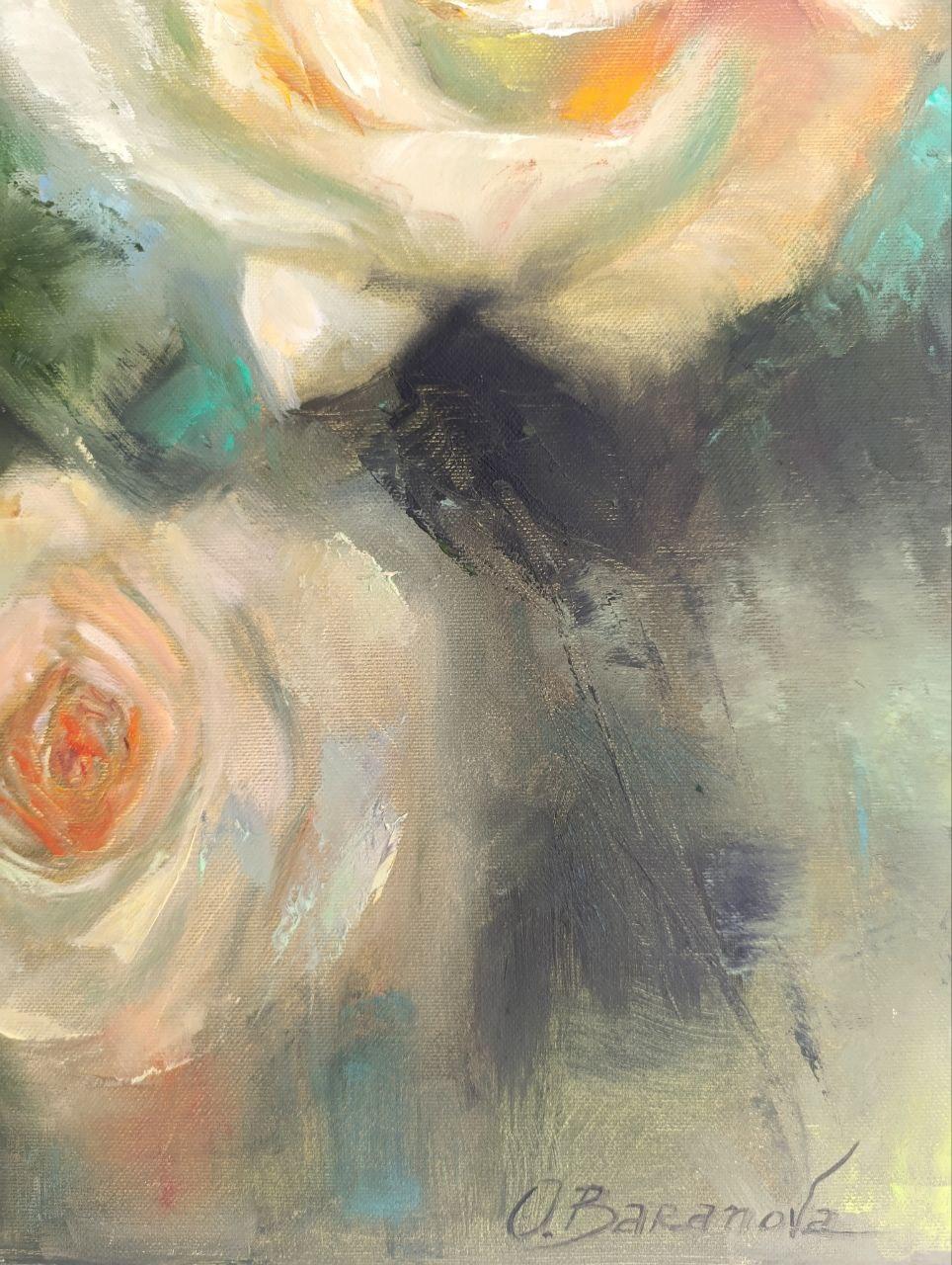 Rosas. Pintura original - Still-Life Painting Gris de Oksana 