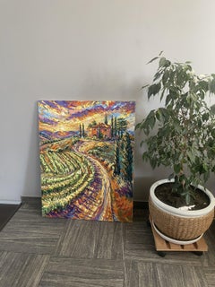Sun-Drenched Serenity, Impressionist Landscape Painting, Oil on Canvas