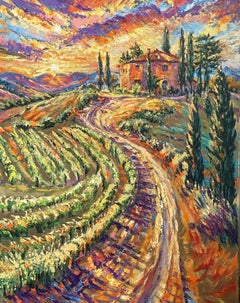 Sun-Drenched Serenity, Impressionist Landscape Painting, Oil on Canvas