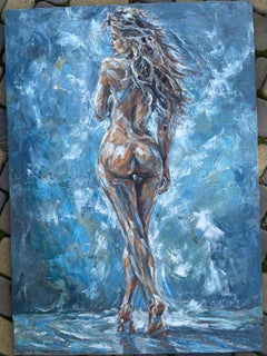 Unextinguished (The Light She Carries), Impressionist Nude, Oil on Canvas