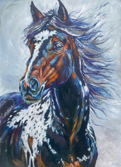 «Wild Appaloosa Energy», pintura de animales, óleo sobre lienzo, 2026