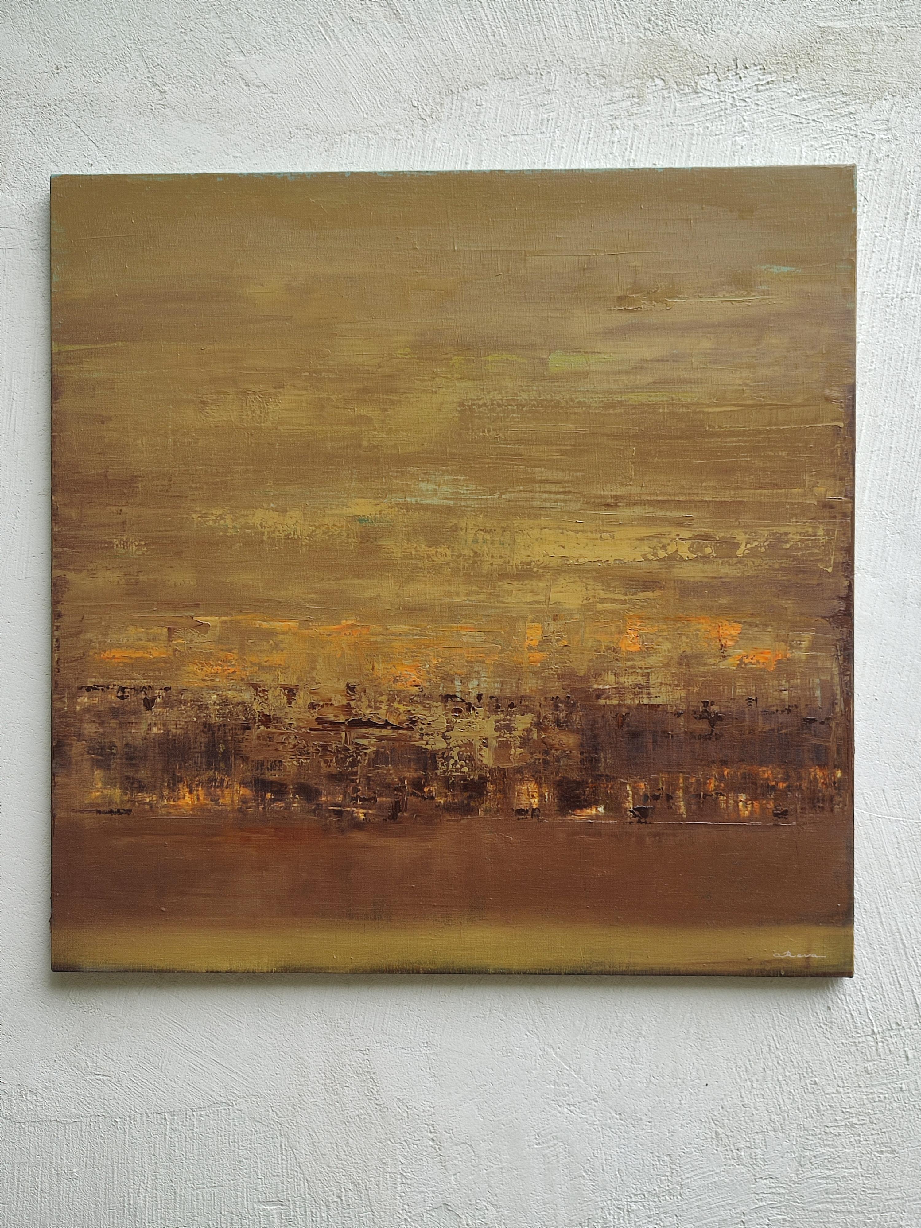 ALCHEMY OF FIRE - Brown Abstract Painting by Oksana Reva