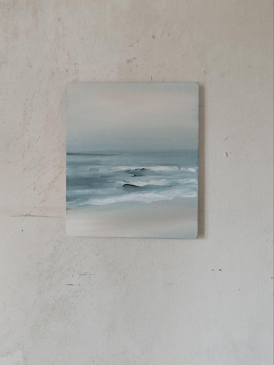 AQUA-PRIMA - Gray Abstract Painting by Oksana Reva