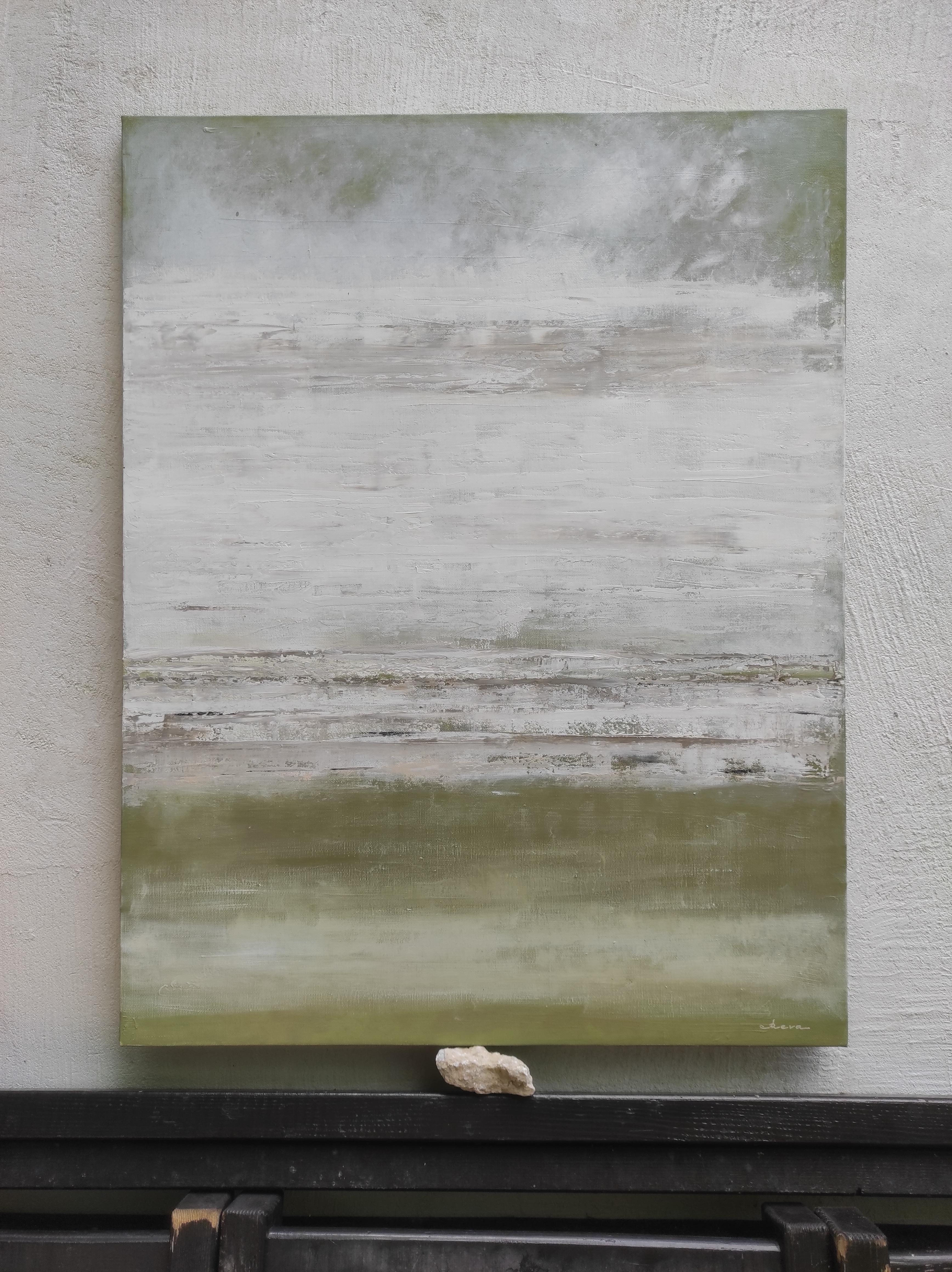 The Beginning (Grau), Abstract Painting, von Oksana Reva